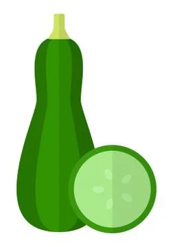 Zucchini upright with slice vector icon flat isolated Stock Illustration