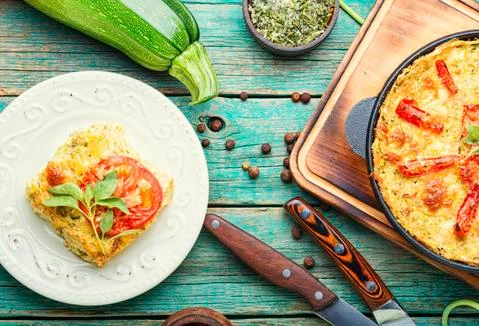 Zucchini vegetable casserole Stock Photos