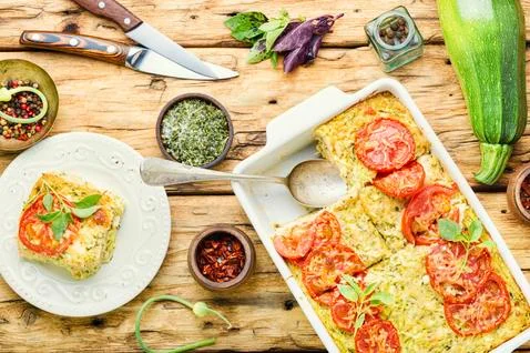 Zucchini vegetable casserole Stock Photos