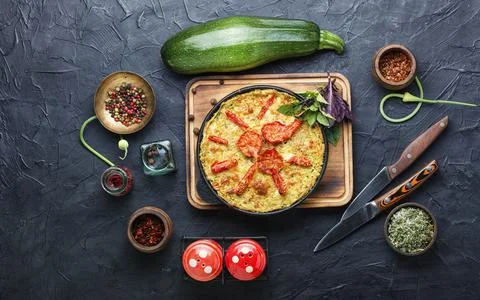 Zucchini vegetable casserole Stock Photos