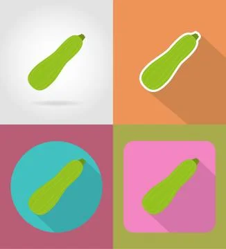Zucchini vegetable flat icons with the shadow vector illustration Stock Illustration