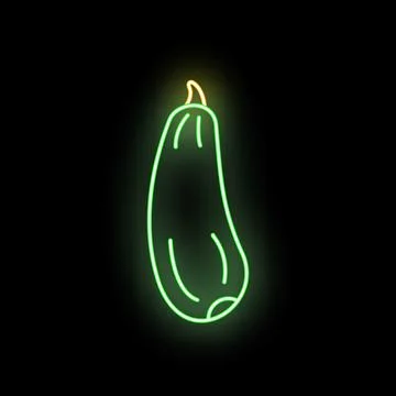 Zucchini vegetable line art neon glowing sign Stock Illustration