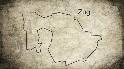 Zug map drawn on a cartography background sheet of paper Stock Footage 329222488