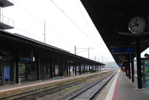 Zug train station, long platform view Stock Photos