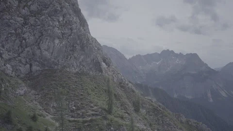 Zugspitze mountain side view from a cable car, slog3 Stock Footage 166639805
