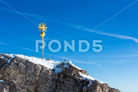 Zugspitze summit cross Stock Photos