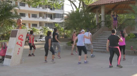 Zumba Class, Just off the Malecon, in Puerto Vallarta, Mexico Video stock 50116592