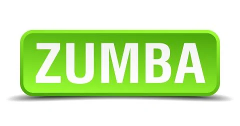 Zumba green 3d realistic square isolated button Stock Illustration