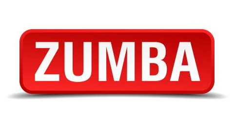 Zumba red 3d square button isolated on white Stock Illustration