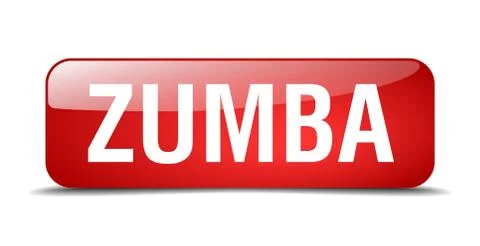 Zumba red square 3d realistic isolated web button Stock Illustration