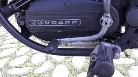 Zundapp KS old bike engine view Stock Footage 84092045