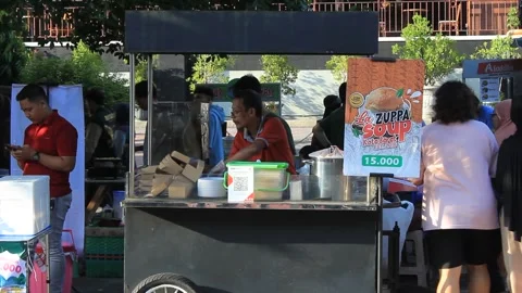 Zuppa soup stand on the side of the road Stock Footage 286289447