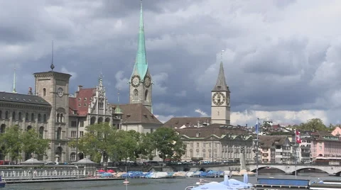 Zurich across the river Stock Footage 41463369