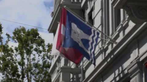 Zurich flags on a building Stock Footage 41463832