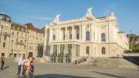 Zurich Opera House. Hyperlapse video Stock Footage 81857649