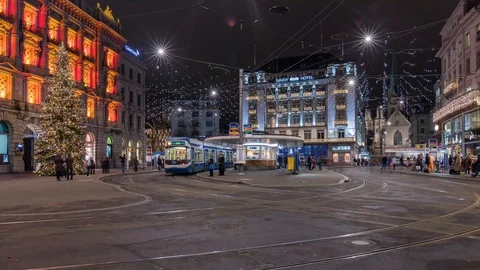 Zurich Paradeplatz Timelapse Stock-Footage 86676251