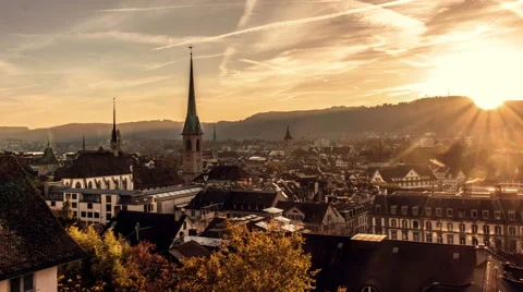 Zürich Sunset Stock-Footage 46004387