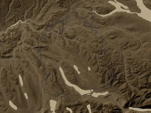 Zurich, Switzerland. Elevation map colored in sepia tones with lakes and rive Illustrazione stock