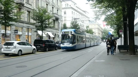Zurich tram in the city Stock-Footage 200046703