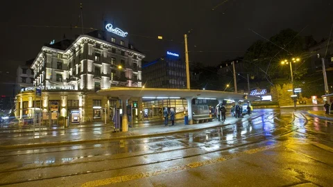 Zurich Tram Timelapse 4K Stock Footage 89499375