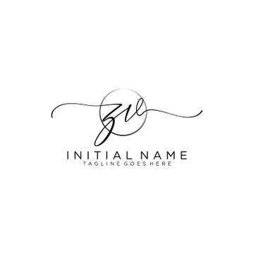 ZV Initial handwriting logo with circle template vector Stock Illustration