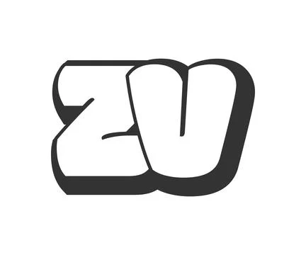 ZV logo, bubble comic lettering, rounded in graffiti style black and white .. Stockillustratie