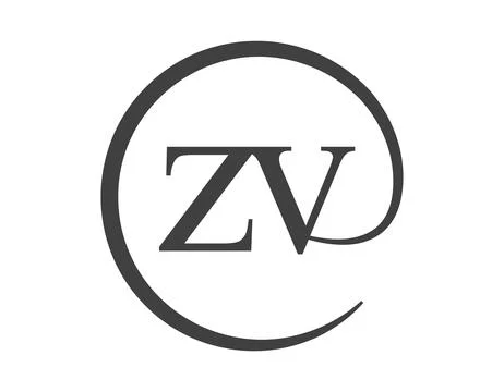 ZV logo from two letter with circle shape email sign style. Z and V round l.. Stock Illustration