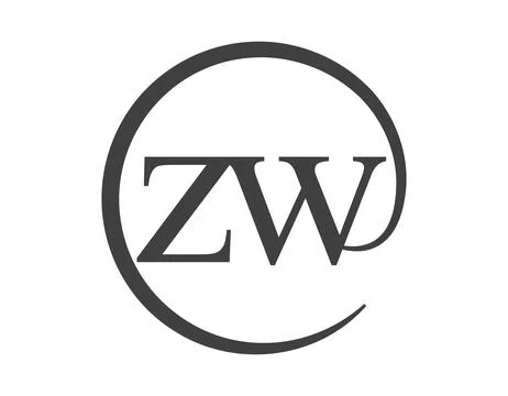 ZW logo from two letter with circle shape email sign style. Z and W round l.. 스톡 일러스트
