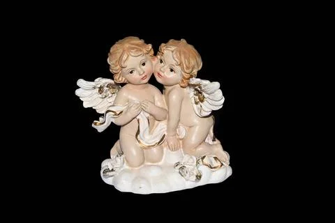 Zwei nostalgische Engel, Figur, Figuren, lalt, alte, Antiquitäten, Weihnac.. Stock Photos