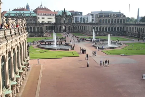 Zwinger Dresden palace in Rococo style, German Royal court place, click for HD Video stock 43934686