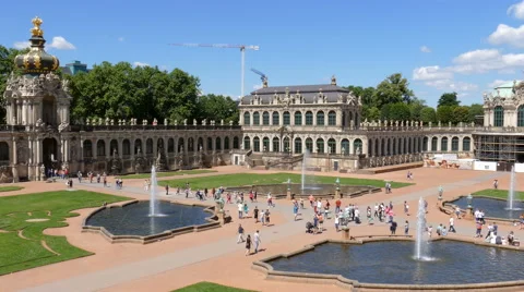 Zwinger palace - famous historic building in Dresden, Germany. Stock Footage