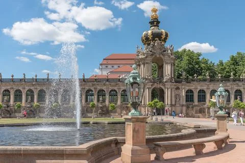 The Zwinger, a palatial complex in the baroque style in Dresden, Germany, a p Stock Photos