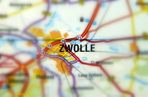 Zwolle on a map Stock Photos