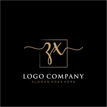 ZX Initial handwriting logo with rectangle template vector Stock Illustration