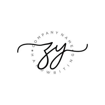 ZY Initial handwriting logo design Stock Illustration