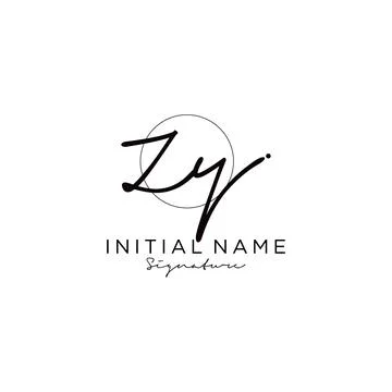 ZY Initial handwriting logo design Illustrazione stock