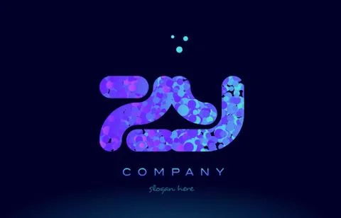 Zy z y bubble circle dots pink blue alphabet letter logo icon vector Stock Illustration
