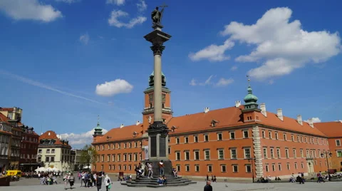 Zygmunt's Column - Castle Square in Old Town - Warsaw, Poland Stock Footage 49681948