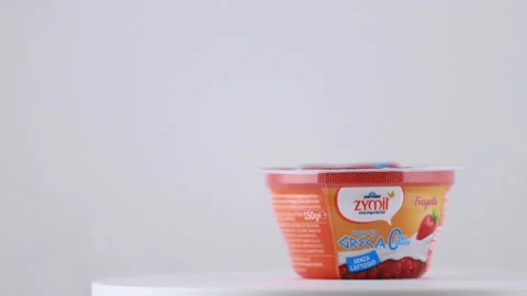 Zymil yogurt on white background Stock Footage 149218227