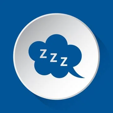 ZZZ speech bubble - simple blue icon, white button Stock Illustration