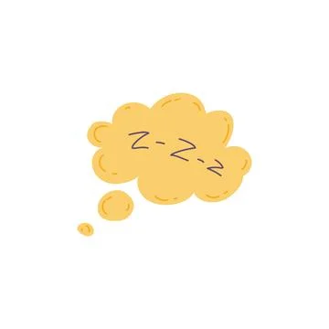 Zzz text on text bubble in shape of cloud, flat vector illustration isolated. Stock Illustration